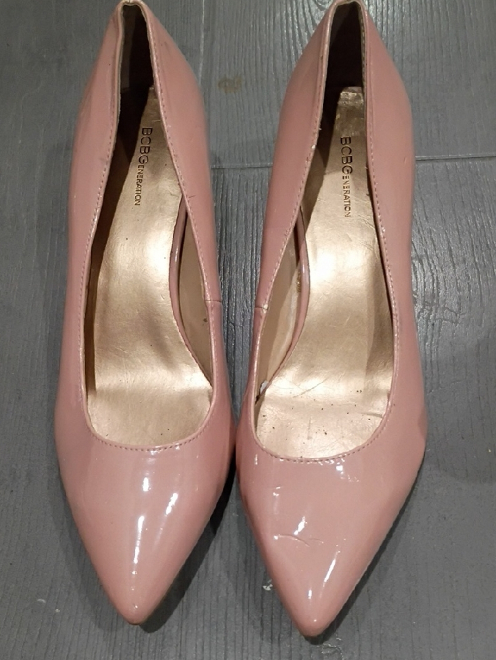 BCBGeneration Blush Patent Pointed Toe Pumps